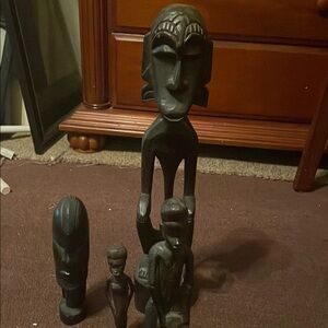 Handcrafted Black Wooden Sculptures